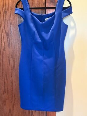 Calvin Klein Blue Off-Shoulder Sheath Dress
